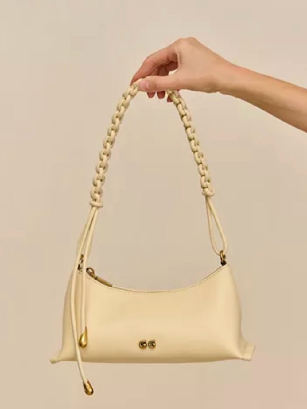 Cult Gaia OSA leather shoulder bag, buttercream
